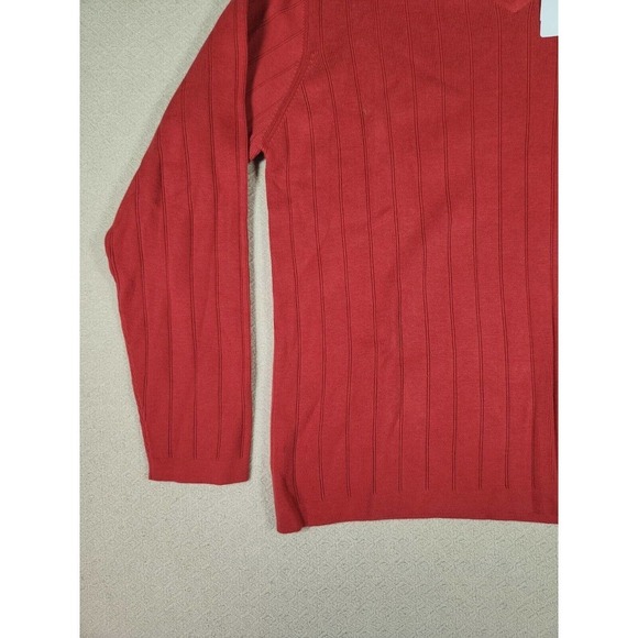 Vintage Halogen‎ Sweater Mens Medium M Red Ribbed Pullover V Neck Y2K NWT 2 - Picture 5 of 12